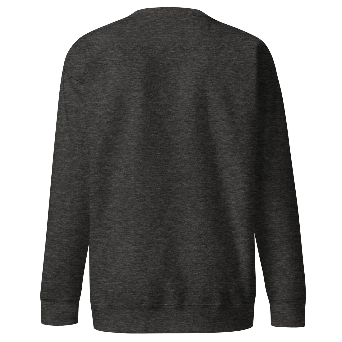 Wildfire Cigars embroidered left chest on charcoal premium sweatshirt facing the back