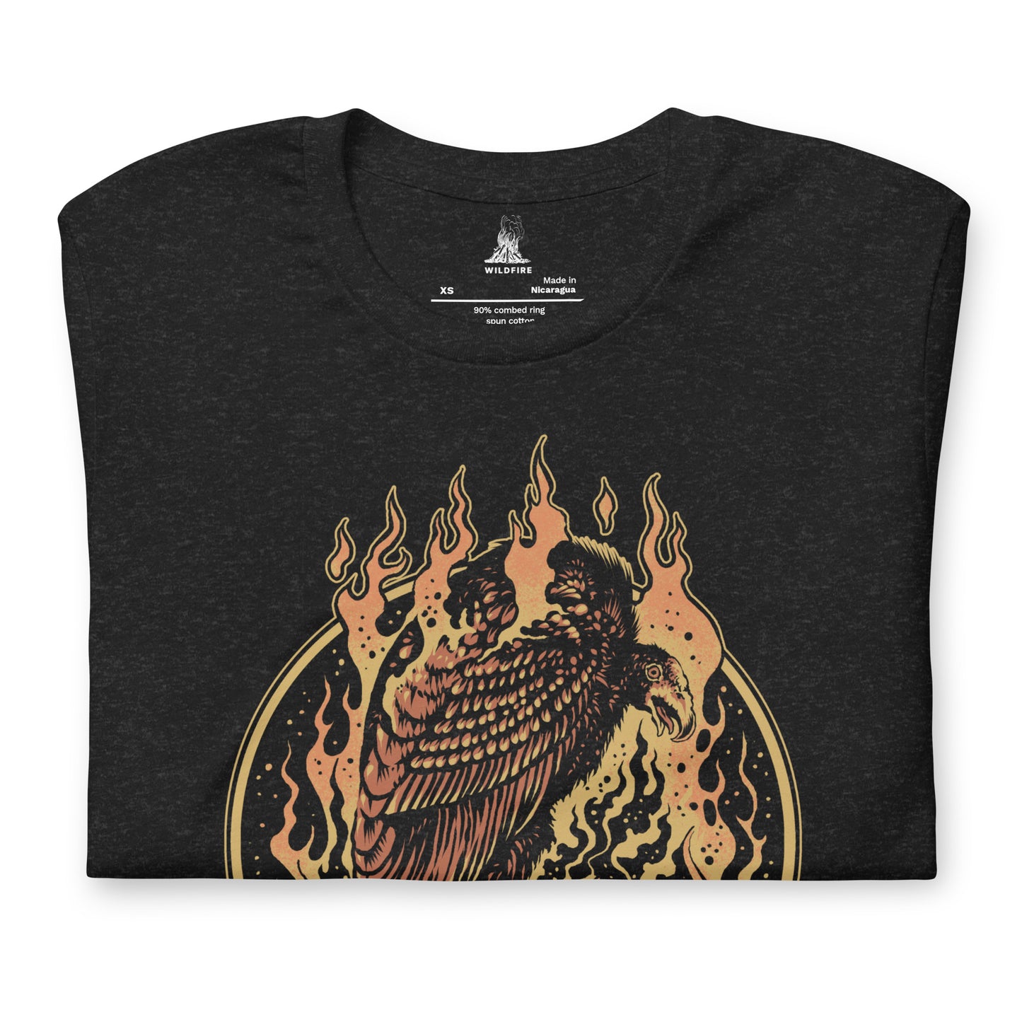 Wildfire Cigars Vulture on black cigar tshirt folded