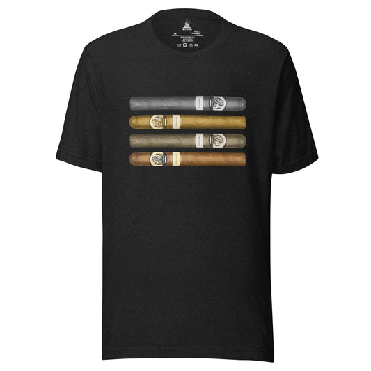 Wildfire Cigars limited edition cigar stripe t-shirt in black facing the front