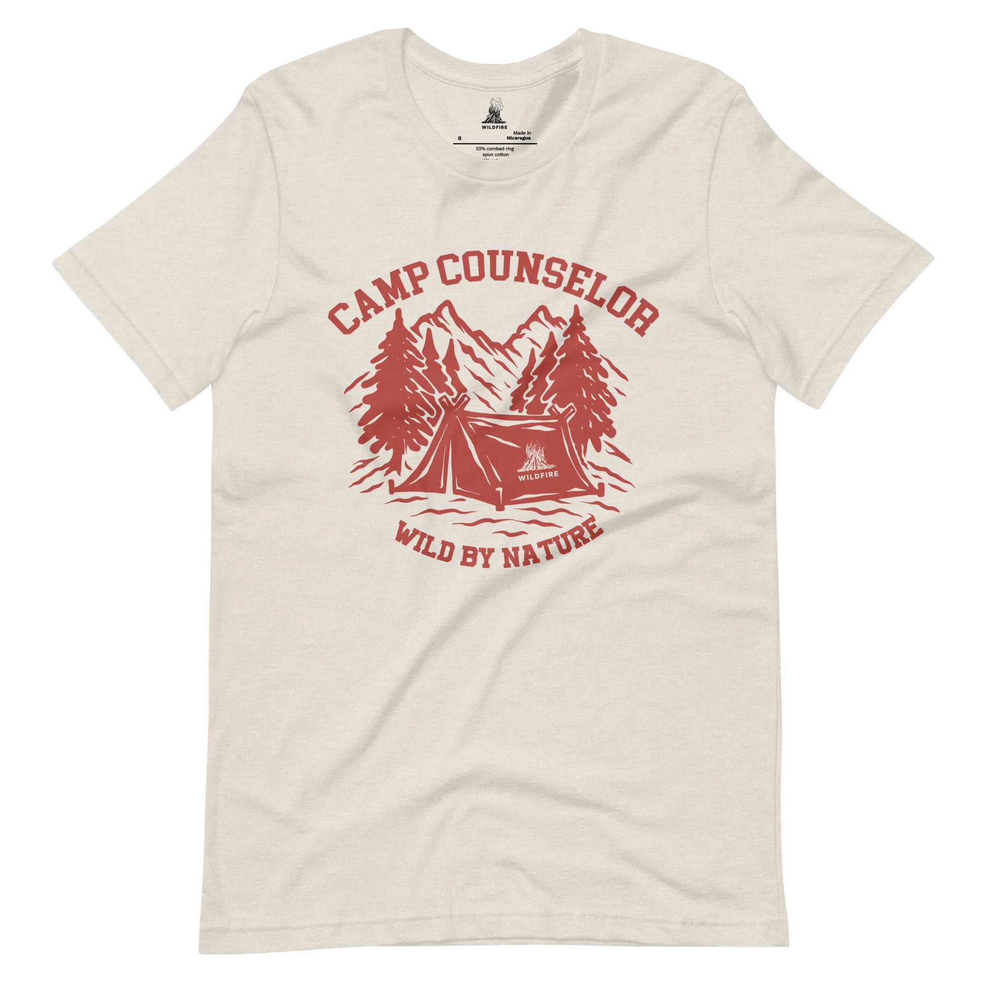 Wildfire Cigars Camp Counselor tri-blend red on dust t-shirt from the front