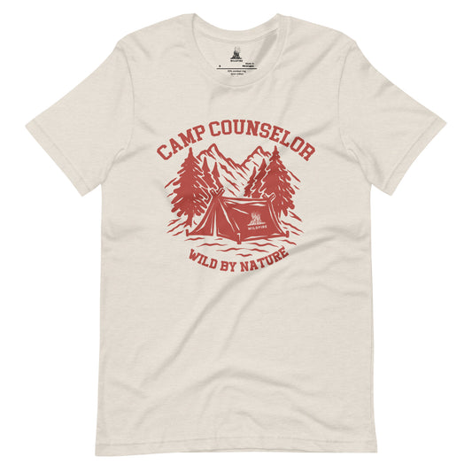 Wildfire Cigars Camp Counselor tri-blend red on dust t-shirt from the front