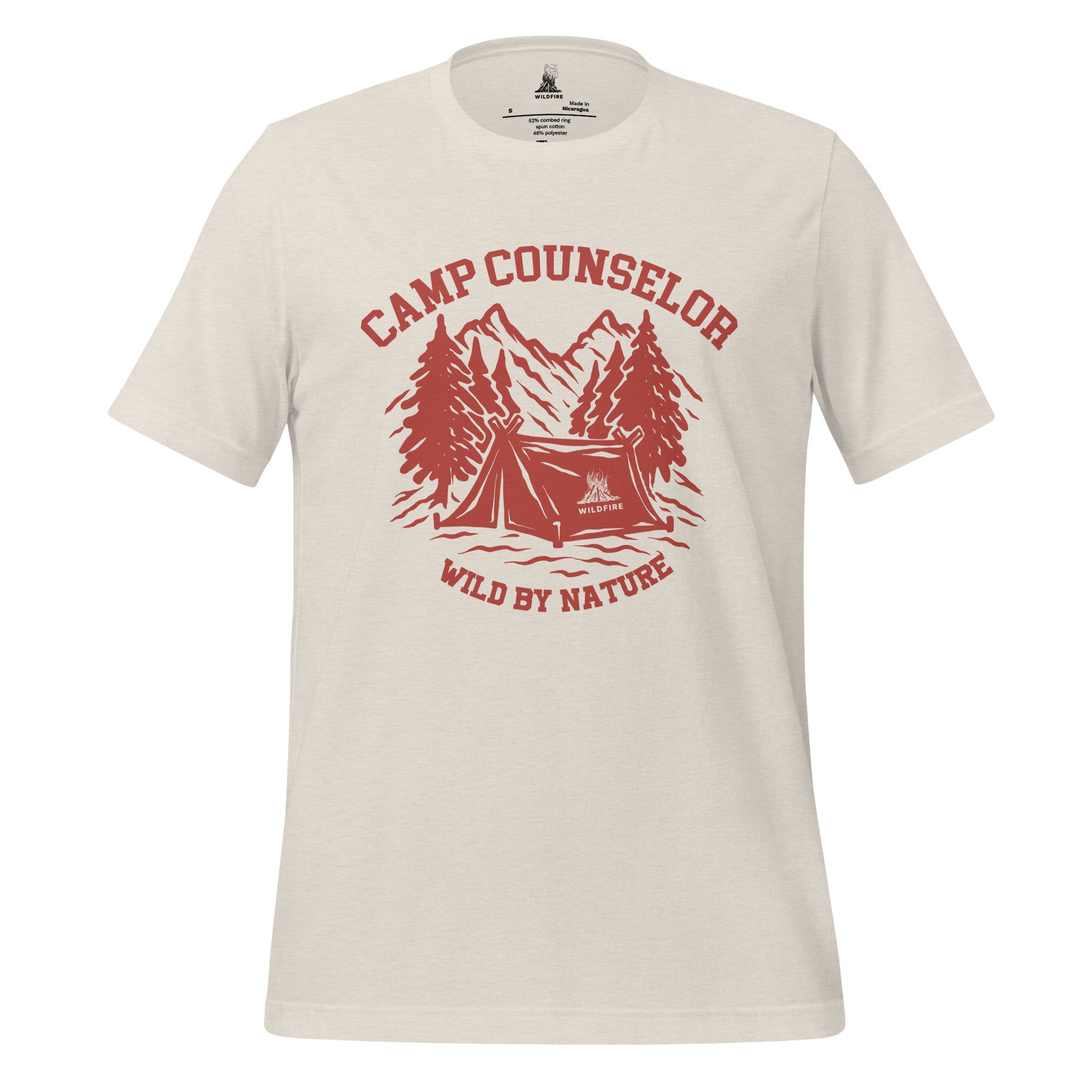 Wildfire Cigars Camp Counselor tri-blend red on dust t-shirt from the front