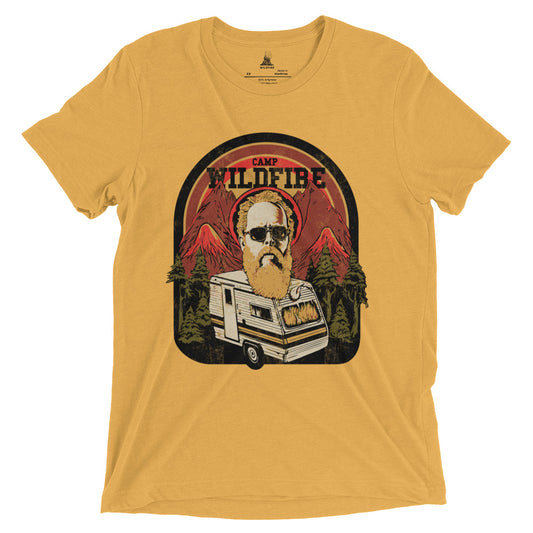 Wildfire Cigars Camp Wildfire Tour, cigar t-shirt on mustard tri-blend