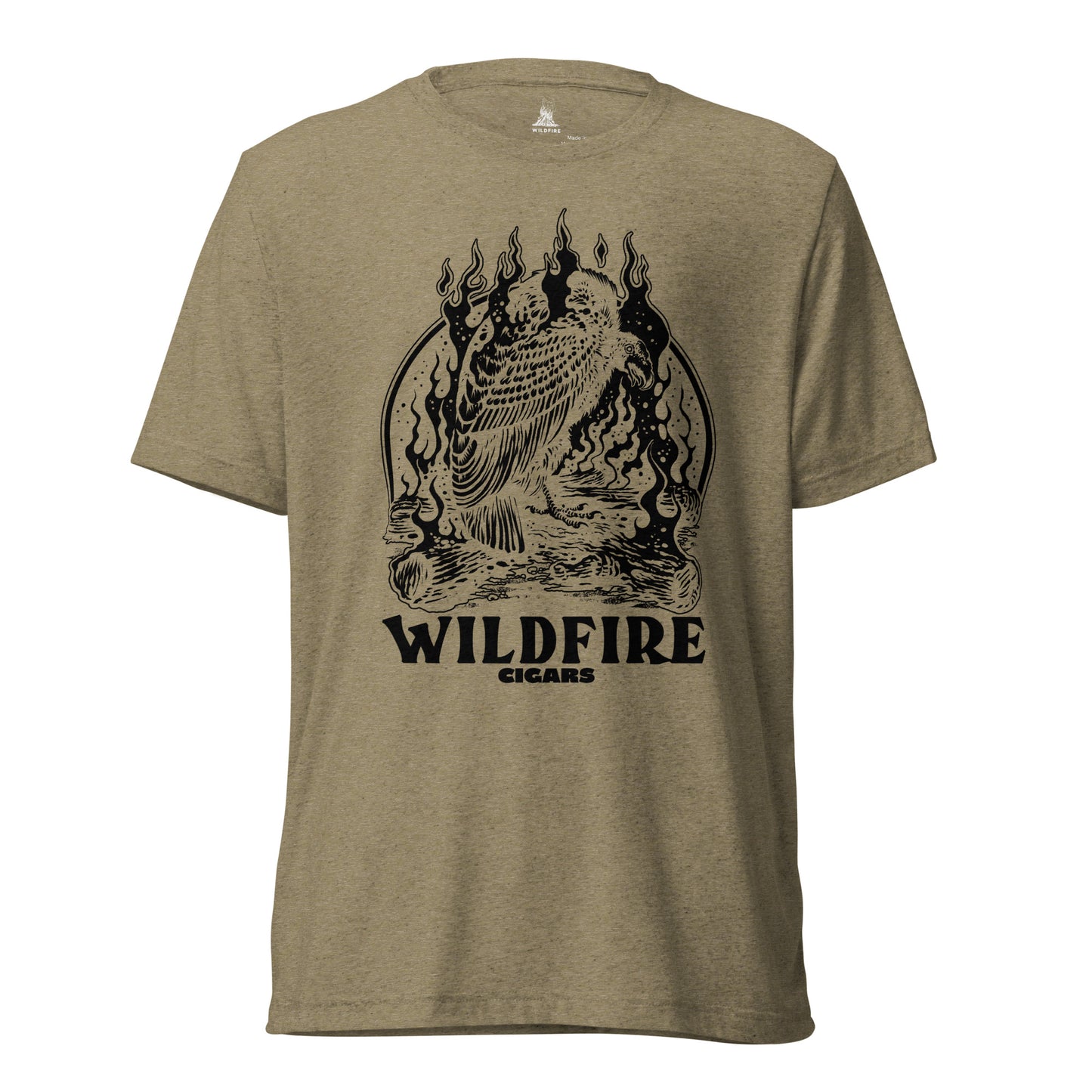 Wildfire Cigars black Vulture on olive tri-blend cigar tshirt