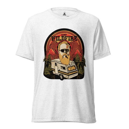 Wildfire Cigars Camp Wildfire Tour, cigar t-shirt on white tri-blend
