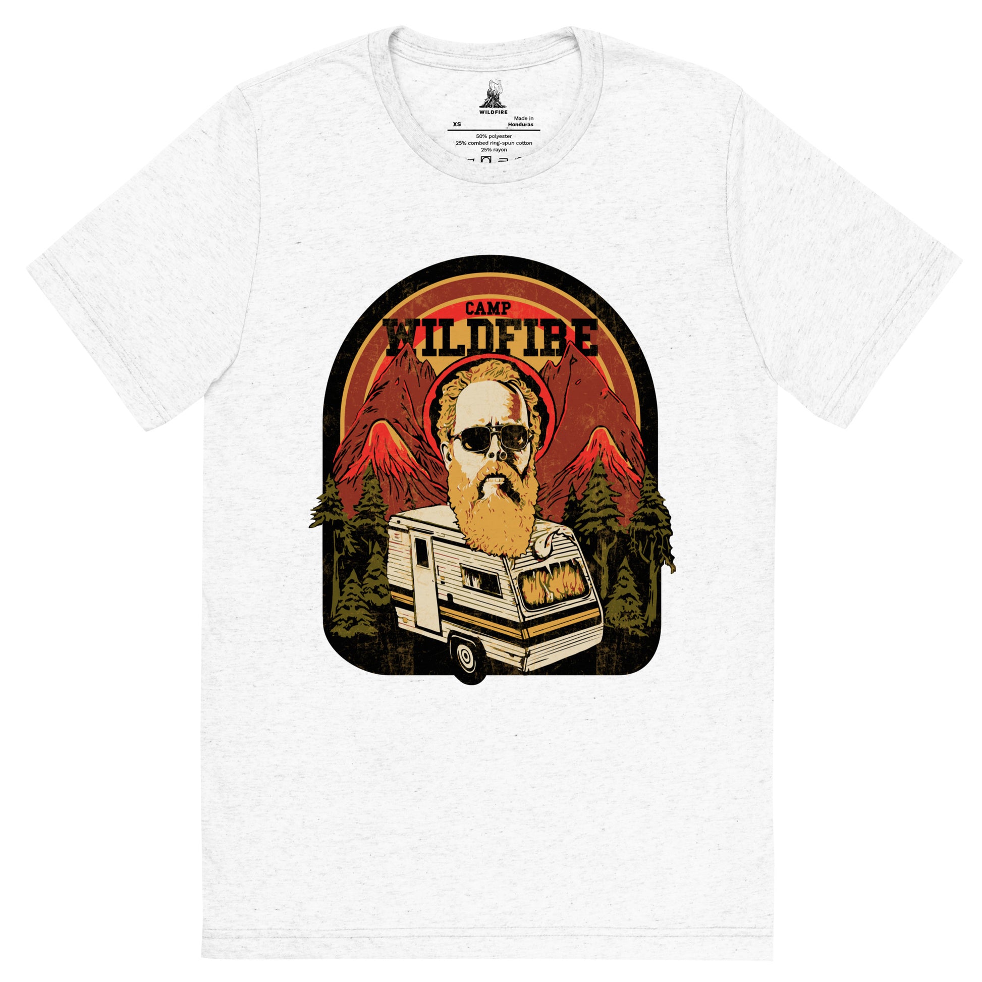 Wildfire Cigars Camp Wildfire Tour, cigar t-shirt on white tri-blend