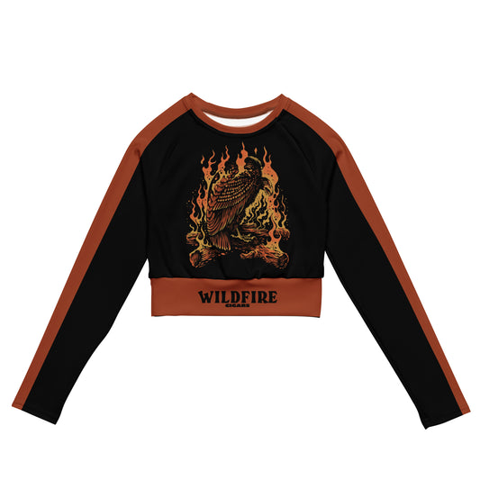 Wildfire Cigars Vulture on campfire activewear long sleeve crop-top
