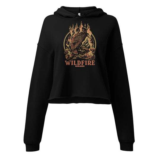 Wildfire Cigars Vulture cropped black hoodie facing the front