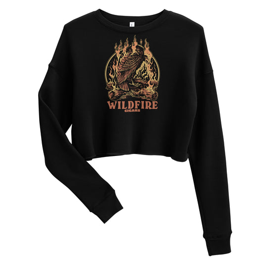 Wildfire Cigars Vulture cropped black sweatshirt facing the front