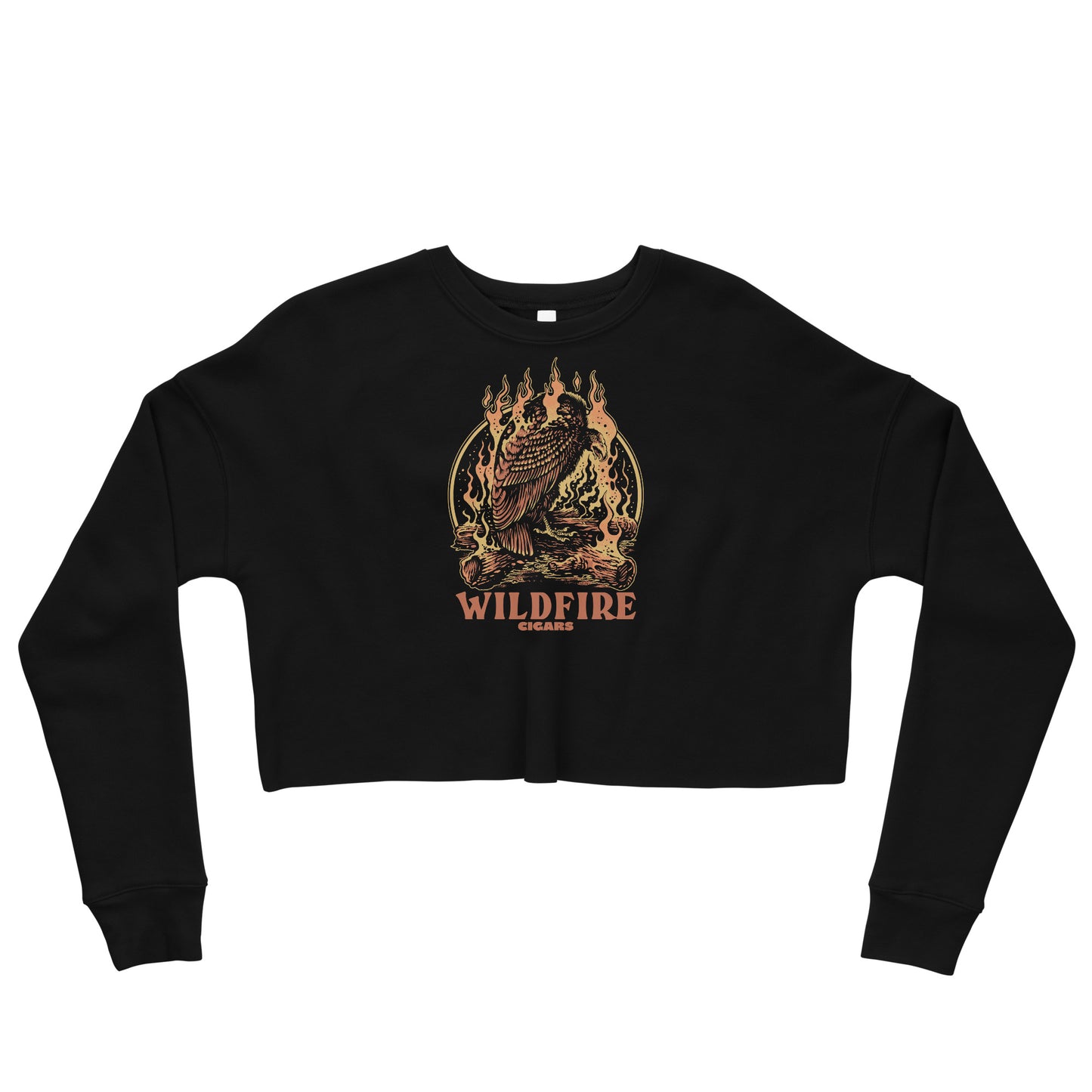 Wildfire Cigars Vulture cropped black sweatshirt facing the front