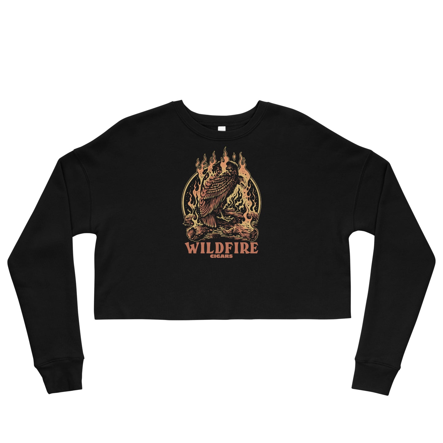 Wildfire Cigars Vulture cropped black sweatshirt facing the front