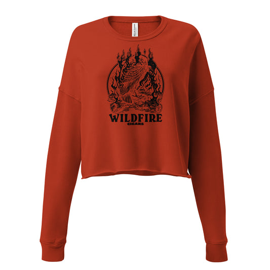Wildfire Cigars red and black Vulture cropped sweatshirt facing the front
